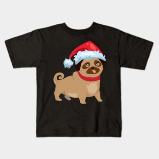 Christmas dog with santa hat Kids T-Shirt